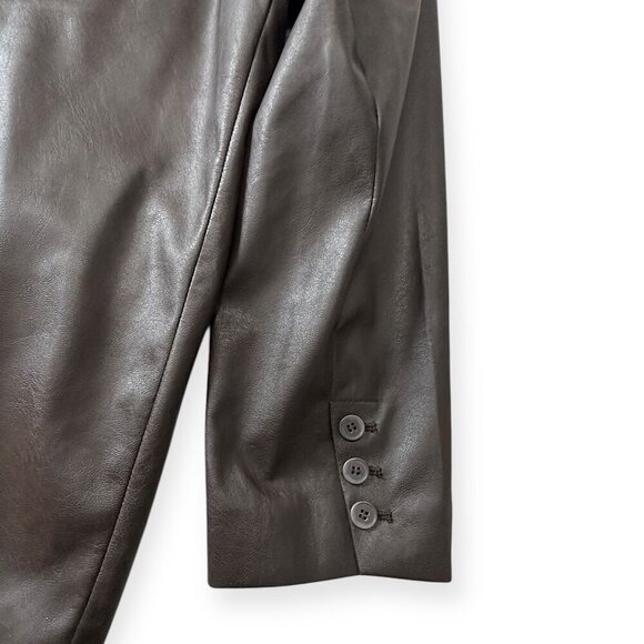 Brochu Walker The Farley Single-Button Vegan Leather Blazer in Timber/Brown,  Si - Picture 11 of 15